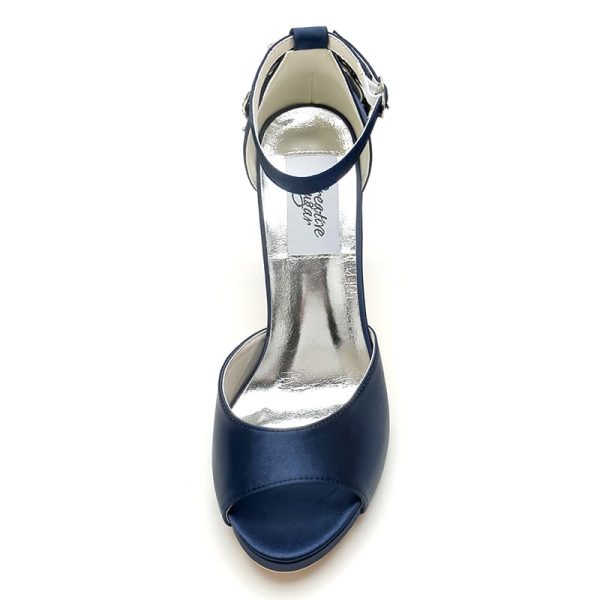 Lady Satin Dress Platform High Heels Wedding Sandals Crystal Back with Free Earrings