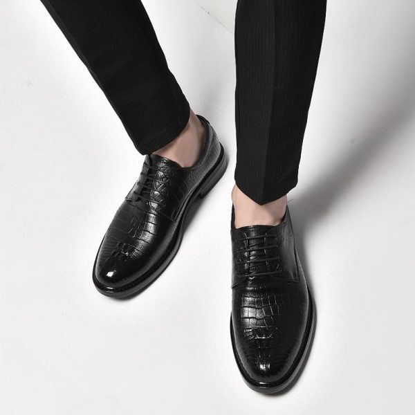 Mens Calfskin Leather Orthopedic Oxford Shoes Lace Up Round Toe Non Slip Block Heel Low Top Comfort Dress Shoes for Wedding