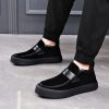 Party Loafers for Men's Pu Leather Uniform Solid Color Block Heel Shoe for Casual Wedding Party Prom Slip-on