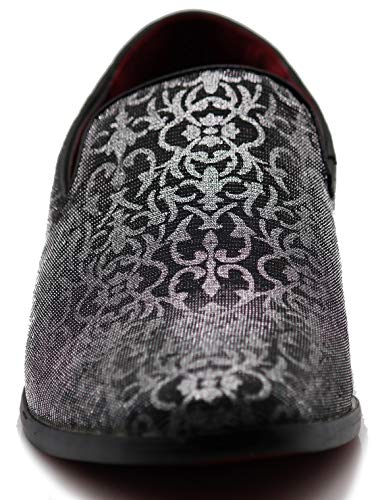 ARK1 Men's Vintage Satin Silky Floral Fashion Dress Loafer Slip On Tuxedo Formal Dress Shoes Designer