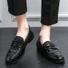Men Oxford Dress Shoes Formal Slip On Business Leather Plain Toe Low Heel Non Slip Rubber Sole Comfortable Office Wedding Shoes