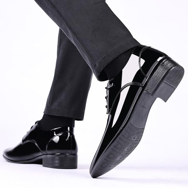 Men's Glitter Faux Patent Leather Tuxedo Derby Dress Shoes Modern Lace-up Formal Oxford