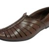 Punjabi Jutti for Mens Breathable Brown Fashion Loafers Sherwani Shoes Indian Flat Ethnic