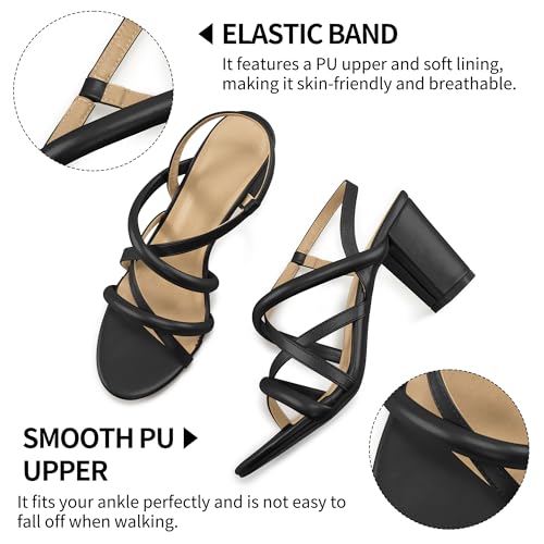 Chunky Heels for Women Prom: Comfortable Strappy Open Toe Heeled Sandals - Ankle Strap Wedding Dress Heel Shoes