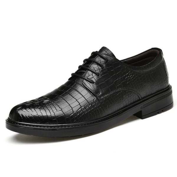 Mens Calfskin Leather Orthopedic Oxford Shoes Lace Up Round Toe Non Slip Block Heel Low Top Comfort Dress Shoes for Wedding