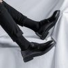 Dress Oxford Shoes for Men's Lace-up Prom Wedding Tuxedo Non Slip Low Top Block Heel Shoe Faux Leather Classic Cap Toe Design