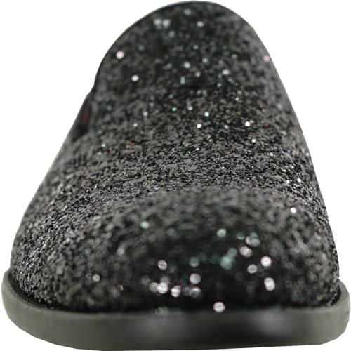 Men Dress Shoe Prom Slip on Loafer Tuxedo Shoe Classic Metallic Glitter for Wedding Prom Party Black Gold Silver