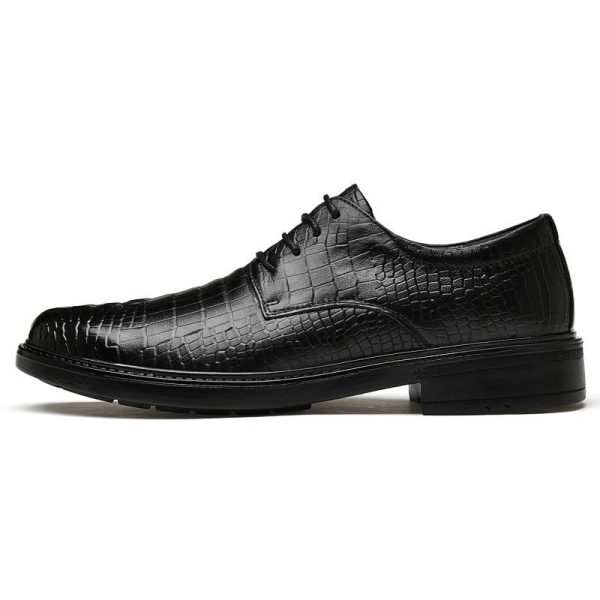 Mens Calfskin Leather Orthopedic Oxford Shoes Lace Up Round Toe Non Slip Block Heel Low Top Comfort Dress Shoes for Wedding
