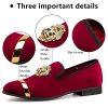 Men's Loafers Velvet Shoes Metal Eagle Buckle Wedding Party Smoking Slipper Dress Loafers Shoes for Men