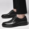 Mens Calfskin Leather Orthopedic Oxford Shoes Lace Up Round Toe Non Slip Block Heel Low Top Comfort Dress Shoes for Wedding