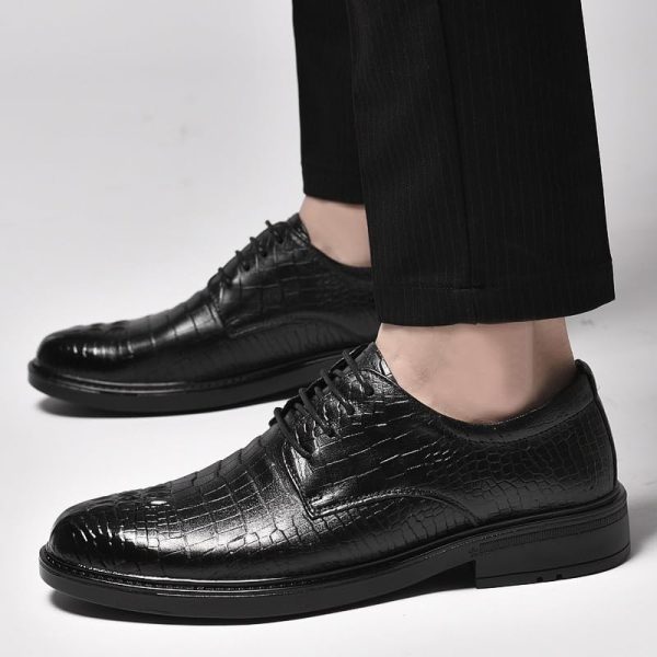 Mens Calfskin Leather Orthopedic Oxford Shoes Lace Up Round Toe Non Slip Block Heel Low Top Comfort Dress Shoes for Wedding