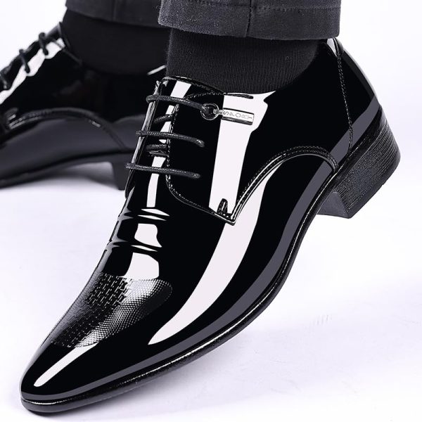 Men's Glitter Faux Patent Leather Tuxedo Derby Dress Shoes Modern Lace-up Formal Oxford