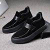 Party Loafers for Men's Pu Leather Uniform Solid Color Block Heel Shoe for Casual Wedding Party Prom Slip-on