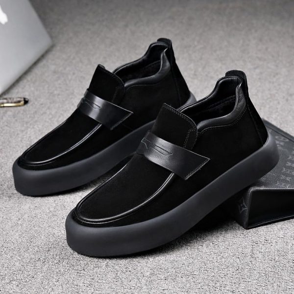 Party Loafers for Men's Pu Leather Uniform Solid Color Block Heel Shoe for Casual Wedding Party Prom Slip-on
