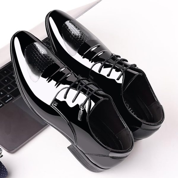 Men's Glitter Faux Patent Leather Tuxedo Derby Dress Shoes Modern Lace-up Formal Oxford