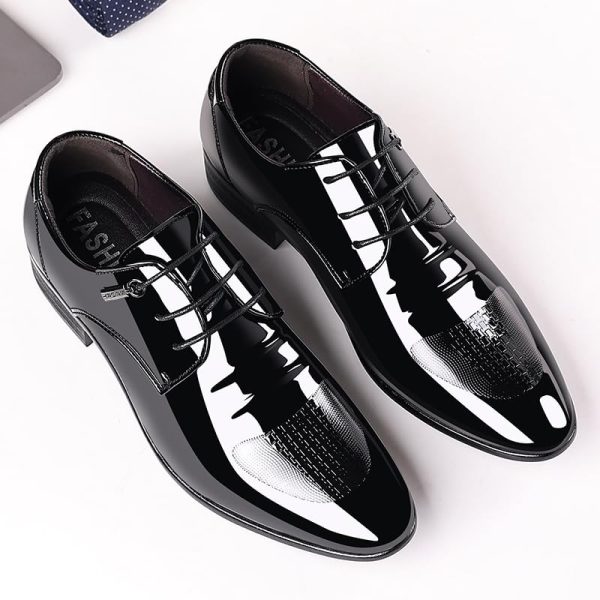 Men's Glitter Faux Patent Leather Tuxedo Derby Dress Shoes Modern Lace-up Formal Oxford