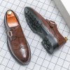 Monk Brogue Dress Formal Shoes for Men Tuxedo Business Slip On Breathable Business Tuxedo Wedding Block Heel Formal Synthetic
