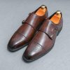 Double Monk Oxford Dress Shoes for Mens Classic Evening Slip On Business Tuxedo Wedding Non Slip Block Heel Anti-Slip Slip